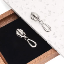 Tiradores de cremallera con gota de metal, recambios de cremallera de nailon plateado, accesorios DIY para equipaje y ropa, deslizadores de cremallera lisos desmontables - plata - Ver 1