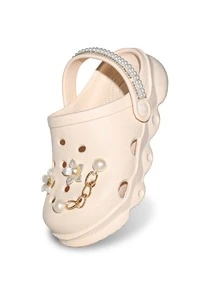 HOEASE Girls' Bright Color Breathable Lightweight Casual Perforated Sandals, Suitable For Summer Beach, Swimming, Gardening, All Season Wear - Beige - View 4