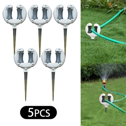 Set Of 5 Sturdy Plastic Spikes For Guiding Garden Hoses, Designed For Outdoor Use To Support Watering Pipes For Effortless Irrigation Of Flowers And Shrubs