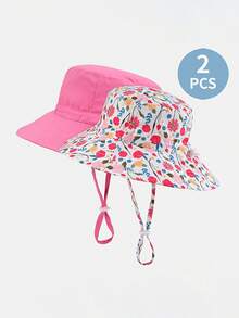 2pcs Adjustable Printed Sun Hats, Breathable & Suitable For Daily Outdoor Activities - Multicolor - View 9