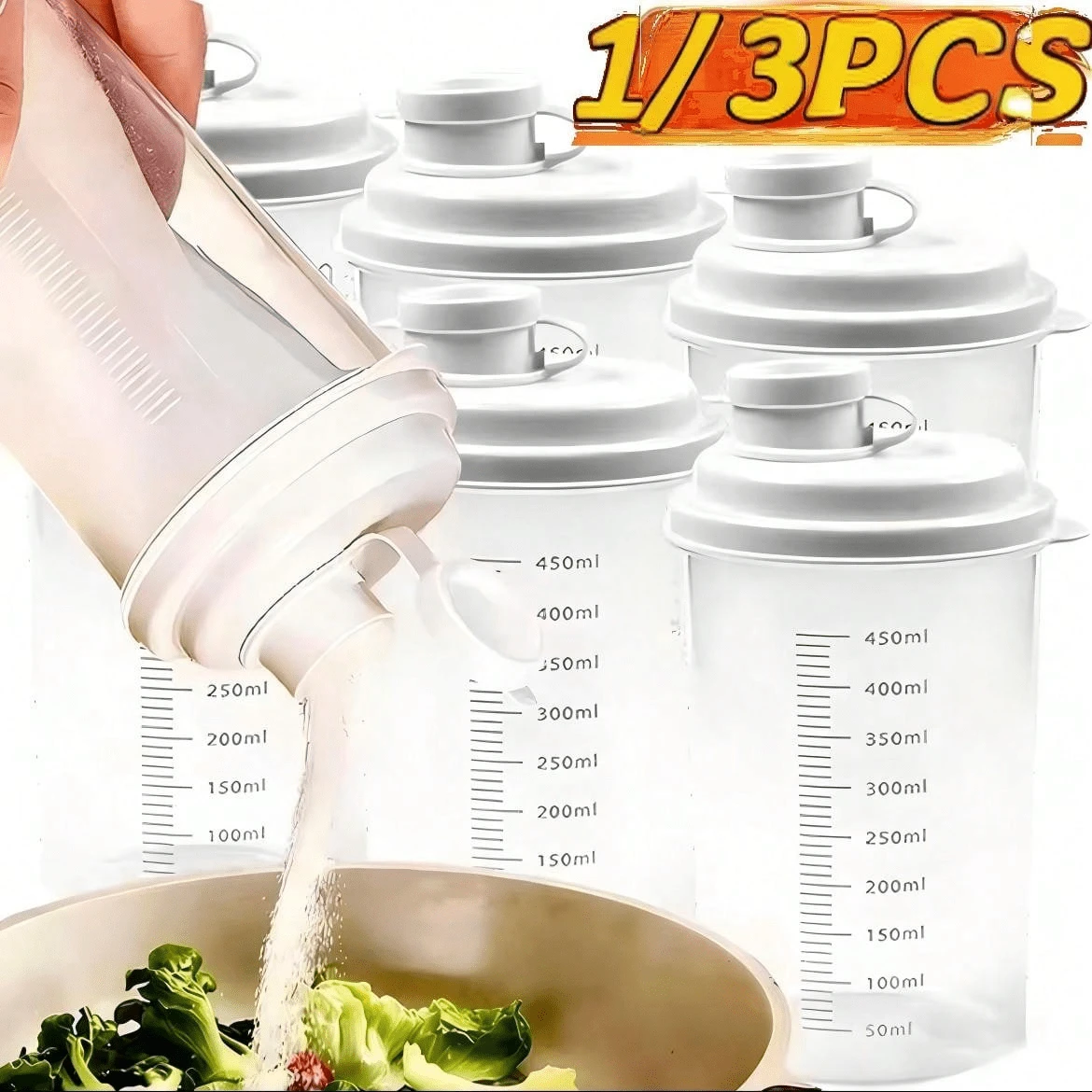 1/3 chai nhựa có nắp đậy kín 450ml kèm vạch chia, cốc đong chất tẩy rửa trong suốt. - Màu trong suốt - Xem 1