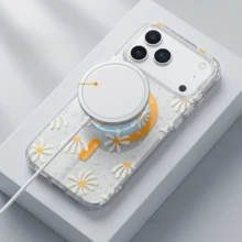 Funda protectora de flores de margarita transparente con brillo, compatible con iPhone 17 Pro Max, compatible con Apple 16 Pro Max, 16 Pro, 16, 15, 15 Pro, 15 Pro Max, 14 Pro Max, 13, 12, 11, adecuada para mujeres y niñas, dura y anti-caída, funda de teléfono fresca - Multicolor - Ver 4