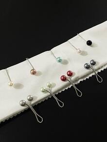 1 pieza Broche de perla, accesorio de bufanda con forma de lágrima, broche de clip de bufanda minimalista versátil con baño electrolítico multicolor, color aleatorio - Clip de fijación - Ver 4