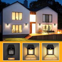 1pc Outdoor Solar Wall Light, Outdoor Solar Exterior Wall Lamp Yard Decor Light Dusk To Dawn Motion Sensor Light Waterproof, 2pcs Motion Sensor Solar Porch Light, With 3 Modes, Suitable For Patio, Garage, Shed - Multicolor - View 5