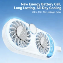Ventilador eléctrico portátil recargable, mini, con batería de 1200mAh y pantalla digital turbo de mano - multicolor - Ver 4