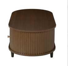 Coffee Table, 100 X 50 X 36 Cm, Walnut Finish. Coffee Table With A Drawer, Console Table With A Roll-Up Door, Side Table, Four-Legged Living Room Table, Walnut Finish. - Walnut - View 7