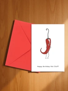 A Fun & Creative Spicy Birthday Card Set (With Envelope) - Cartoon Plant Design, Suitable For Husband, Wife, Girlfriend, Boyfriend - English Text, Daily Office Supplies (Includes 1 Card/1 Envelope, 4.3" X 6.3") - Style a - View 12