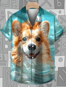 Pop Summer New Men's Shirt 3d Cute Dog Print Hawaiian Shirts For Men Daily Casual Short Sleeved Shirt New Oversized Shirt - A508D-AL23490 - 查看 3