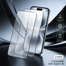 Hai miếng dán màn hình mờ in lụa của Apple, phù hợp với 17e, 17 Pro Max. Miếng dán màn hình mờ cường lực, phủ toàn màn hình, chống bám vân tay, chuyên dụng cho game, bề mặt mịn, chống rơi vỡ. - màu đen - Xem 17