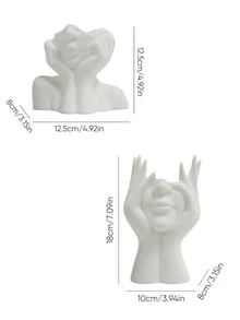 2pcs Resin Face Vase Decor - Desktop Storage, Suitable For Office And Vanity | Floral Decoration, Makeup Brush Storage, Unique Gift, Desktop/Vanity Decor, Collectibles, Resin Decorations - Multiple Styles - View 2