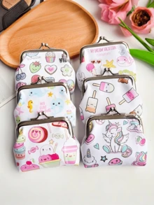 Cute Cartoon Coin Purse - Decorative Coin Pouch - Holiday Gift, Adorable Coin Bag, Dolphin Cake, Cartoon Pattern, Mini Coin Pouch, Decorative Accessory, Holiday Gift - Multicolor - View 3