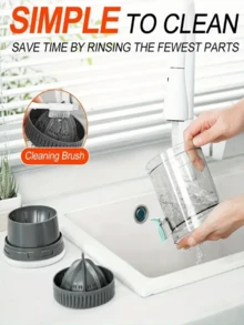 1pc Rechargeable Electric Citrus Juicer, Portable Compact Durable Plastic Body, Suitable For Orange, Lemon, Lime, Unique Asymmetrical Design, Fresh Juice Making, Practical Daily Kitchen Tool With Transparent Cup - Multicolor - View 7