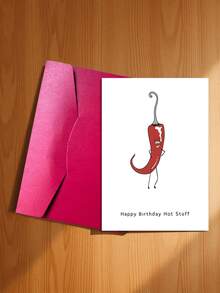 A Fun & Creative Spicy Birthday Card Set (With Envelope) - Cartoon Plant Design, Suitable For Husband, Wife, Girlfriend, Boyfriend - English Text, Daily Office Supplies (Includes 1 Card/1 Envelope, 4.3" X 6.3") - Style a - View 22