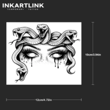 2 Stücke INKARTLINK Auge dekorative temporäre Tattoos, wasserfeste Körperkunst Tattoos, langanhaltend 1-2 Wochen, Fruchtsaft Tattoos geeignet für Männer und Frauen, Muss-haben für Menschen und Partys - Schwarz - Übersicht 4