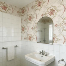 1卷，3D自粘墙纸，粉色花卉纹理，防油防水，无胶，易于安装和移除，适用于橱柜、墙壁、抽屉、卧室、台面、桌面——馈赠亲朋好友的理想礼物 - 粉色 1 件 - 查看 8