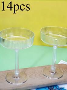 1/5/10pcs Creative Champagne Tower Plastic Cups, Ribbed Vintage Martini Champagne Cocktail Glasses 10oz Unbreakable Plastic Champagne Flutes Set, Suitable For Wedding Birthday Party Bar Cocktail, Beer, Beverage, Dessert And Other Containers. Elegant Artistic Decoration Champagne Glasses For Wedding Party - View 8