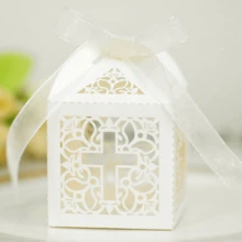 25pcs Cute Cross Gifts Boxes With Ribbons, Candy Boxes, Gift Favor Boxes For Shower Baptism First Communion Eid Mubarak Party Decorations Supplies Favors - 25pcs - View 16
