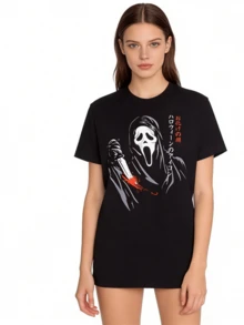 Camiseta de hombre con estampado de la Máscara del Grito - Nuevo con etiquetas - Negro - Ver 1