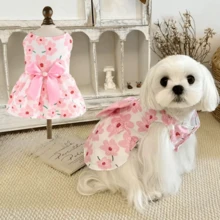 1 pieza Vestido con lazo floral para mascotas, Vestido estilo princesa para gatos y perros Ragdoll, Chinchilla, Poodle, Bichon Frise - Rosa - Ver 11