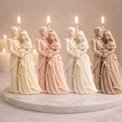 Zhonghui Mold Wedding Couple Silicone Candle Mold, 3D Bride & Groom Candle Mold For DIY Wax Soap Resin Casting, Romantic Wedding Gift Decor Mold