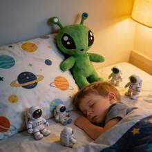 Búp bê nhồi bông người ngoài hành tinh màu xanh lá cây, gối nhồi bông hình sinh vật ngoài hành tinh mềm mại, đồ trang trí nhà cửa, quà sinh nhật và Giáng sinh cho trẻ em, đồ trang trí phòng cho fan anime. - màu xanh lá - Xem 6