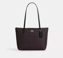 City Tote Bag In Signature Canvas Bags For Women Purses And Handbags For Women COACH Classic Leather Printed Tote Bag Casual Bag For Daily,Gift For Women - 黑色 - 查看 2