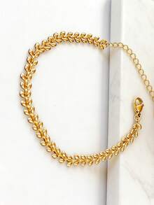 MECYLIFE 1 pieza Pulsera de acero inoxidable con diseño de espiga de trigo, color dorado de lujo que no se desvanece - Pulsera de espigas de trigo - Ver 4