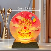 Lampe de chevet étoilée en acrylique avec fille et chat, lampe de bureau LED ronde en cristal avec base en bois, décoration de chambre mignonne et cadeau pour enfants - Plusieurs styles - Voir 6
