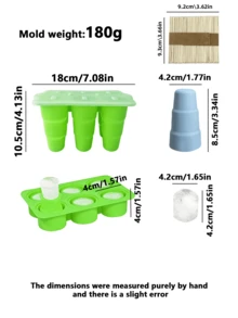 Molde de paletas de silicona de verano, molde de paletas de 6 cavidades y palitos, fabricante de helados de fácil liberación y reutilizable, adecuado para yogur congelado DIY, gelatina, paletas caseras - Multicolor - Ver 13