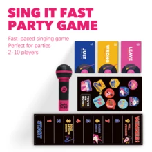 家庭卡拉OK卡牌游戏，配备趣味麦克风：2-10人，快节奏歌唱挑战，适合生日派对、家庭之夜和破冰活动 - 彩色 - 查看 8