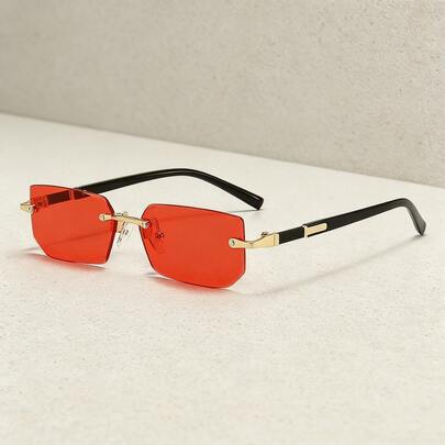 1 pieza gafas de moda negras de montura pequeña para hombre y mujer, estilo Y2K, sin montura, ideales para el verano, la playa y conducir.
