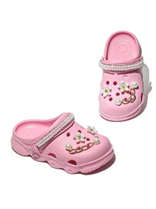 HOEASE Girls' Bright Color Breathable Lightweight Casual Perforated Sandals, Suitable For Summer, Beach, Pool, Gardening, Convenient Slip-On Shoes For All Seasons - Pink - View 2