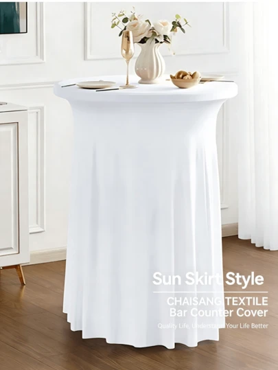 Red High Elasticity Spandex Round Table Skirt, Modern Minimalist High-End Cocktail Bar Table Cover, Business Meeting Wedding Party Event Stretch Tablecloth