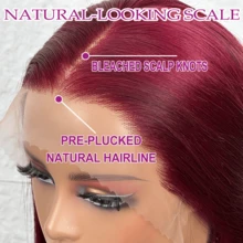13x4 全前额高清蕾丝假发，隐形高清蕾丝前额假发，200% 密度混合发丝，预先拔毛漂白发结，直发混合假发，预剪裁，无需胶水，即戴即走，女士款，30 英寸预拔毛高清蕾丝前额假发，带婴儿发 - SBUG - 查看 8