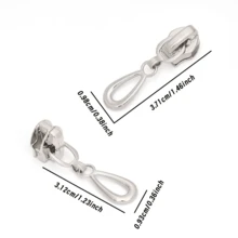 Tiradores de cremallera con gota de metal, recambios de cremallera de nailon plateado, accesorios DIY para equipaje y ropa, deslizadores de cremallera lisos desmontables - plata - Ver 7