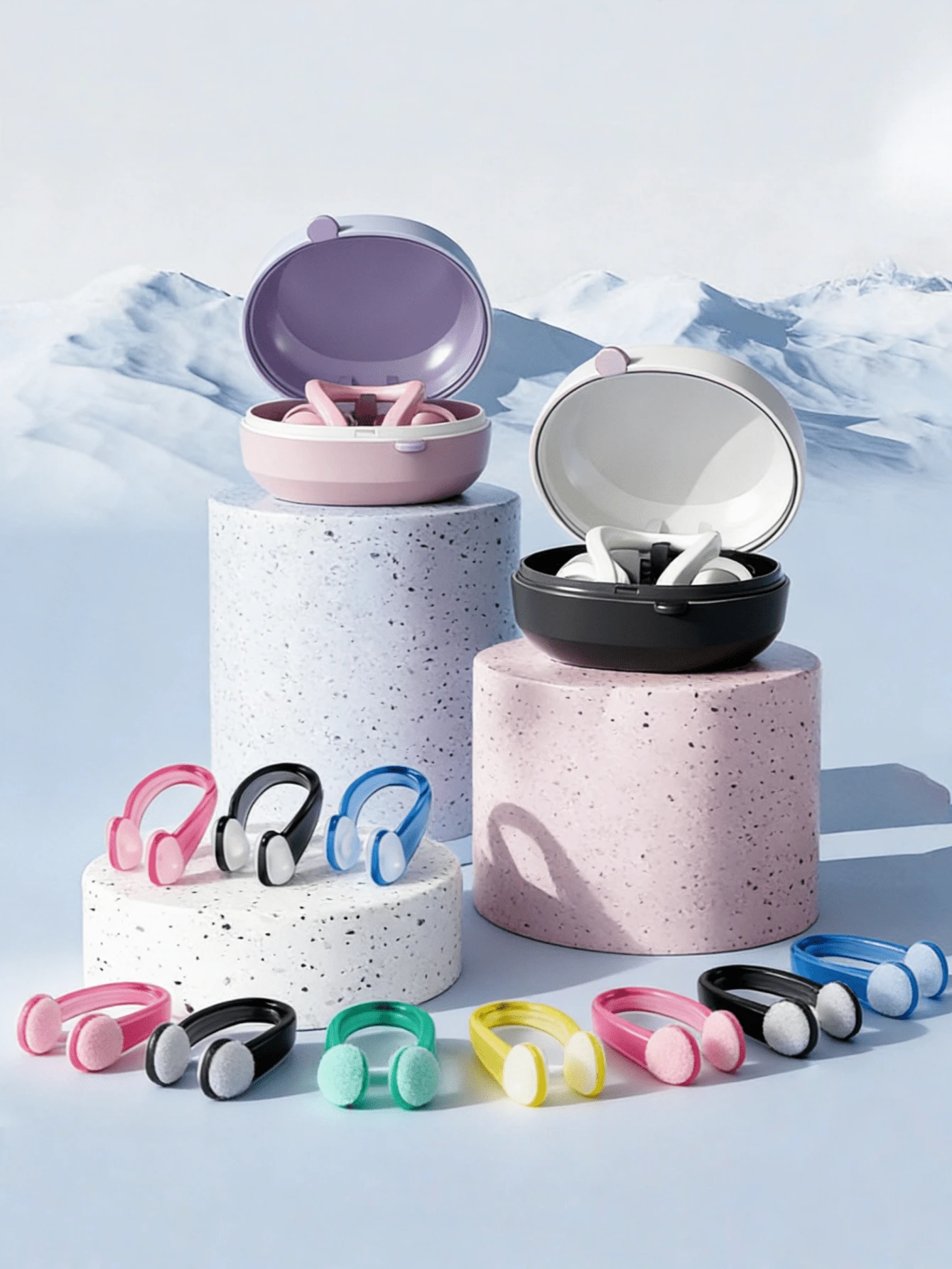 2 Stück/4 Stück/6 Stück wasserdichter Nasenclip, Schwimm-Nasenclip, Wassersport-Zubehör, in Verpackung - Verschiedenfarbig - Übersicht 1