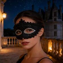 1pc Lace & Rhinestone Masquerade Mask, Venetian Style Party Costume Mask, Suitable For Festivals, Parties, And Daily Wear - Mask - View 5