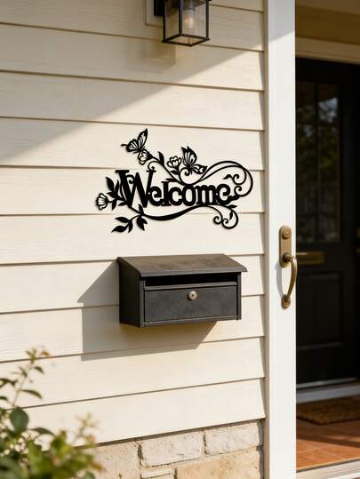 户外入口墙面装饰 - 欢迎标志金属激光切割壁挂