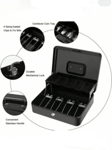Caja fuerte portátil de acero laminado en frío de uso pesado con cerradura, diseño compacto y oculto, organizador de llaves con múltiples compartimentos, caja de para el hogar/oficina a prueba de palanca en negro mate - Multicolor - Ver 9