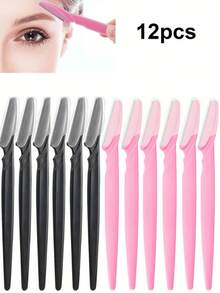 Set Pisau Cukur Alis Multifungsi 12/5/1 buah, Alat Cukur Alis Wanita, Pemangkas Alis Wajah, Pisau Cukur Genggam Portabel untuk Wanita, Alat Kecantikan Pembentuk Alis, Alat Pengelupasan Kulit Wajah dan Pemangkasan Alis Presisi, Alat Cukur Pengelupasan Kulit Serbaguna, Alat Penghapus untuk Membentuk dan Memangkas - Pisau Cukur Plastik dengan Tutup, Perawatan Kulit Lembut, Cocok untuk Alis, Tubuh, Wajah - MultiWarna - View 6