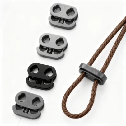 Cierre de cuerda de metal de doble orificio - Tope giratorio ajustable con resorte, adecuado para cordones DIY, ajuste elástico, accesorios de costura y proyectos de manualidades