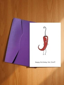A Fun & Creative Spicy Birthday Card Set (With Envelope) - Cartoon Plant Design, Suitable For Husband, Wife, Girlfriend, Boyfriend - English Text, Daily Office Supplies (Includes 1 Card/1 Envelope, 4.3" X 6.3") - Style a - View 21