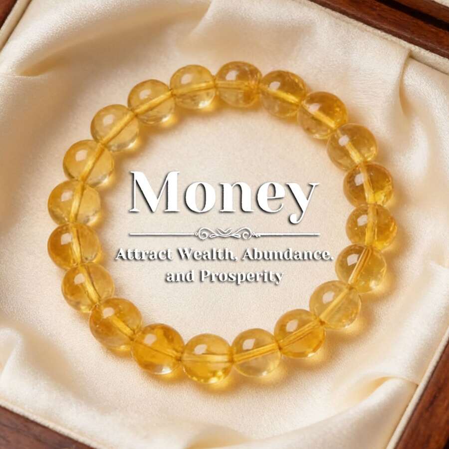 1 pieza Pulsera de cuarzo amarillo de 6-12 mm | Talismán de cuarzo amarillo natural para la riqueza | Pulsera de prosperidad y energía positiva | Accesorio diario esencial para la oficina - Pulsera de citrino de 6 mm - Ver 1
