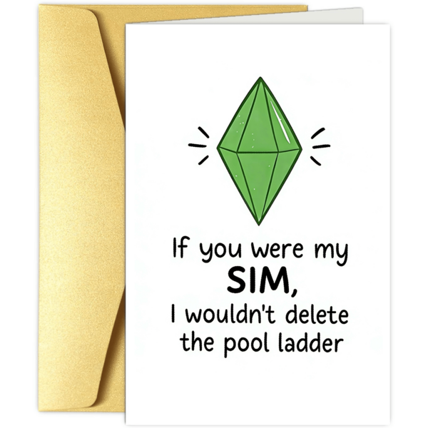 بطاقة تهنئة فنية من لعبة The Sims Fantasy وظرف - هدية عيد ميلاد/ذكرى للاعبين، بطاقة شكر فريدة للمحبين ألعاب الفيديو، هدية تذكارية