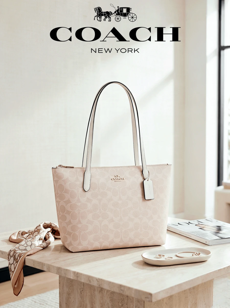 City Tote Bag In Signature Canvas Bags For Women Purses And Handbags For Women COACH Classic Leather Printed Tote Bag Casual Bag For Daily,Gift For Women - Sand Taupe - 查看 1