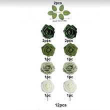 7/12/17/22/27PCS Artificial Flowers, Foam Roses With Stems, Suitable For DlY Wedding Bouquets, Bridal Shower Centerpieces, Floral Arrangements, Party Table Decor, Home Decor (OPP Bag Packaging, No Box) - Green - View 12