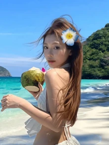 随机12/6个夏威夷芙蓉花渐变发夹，适合女性和女孩，大号多色热带人造花卉发夹，波西米亚风发饰，适合夏季海滩度假、夏威夷派对、婚礼回礼、头部配饰 - 彩色 - 查看 4