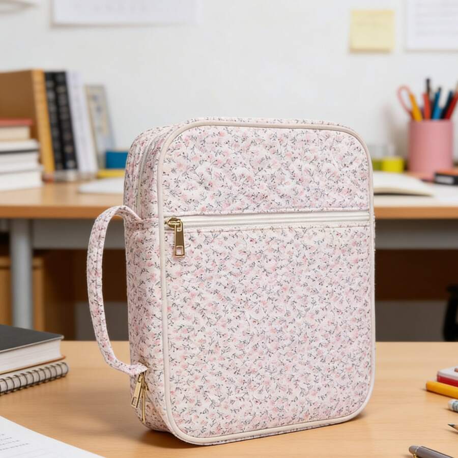 Fabric Bible Cover For Women, Durable Carrying Book Case Church Bag For Biblical Accessories With Handle And Zippered Pocket Backpack, Stationery, Storage, Handbag - 紅色 - 查看 1