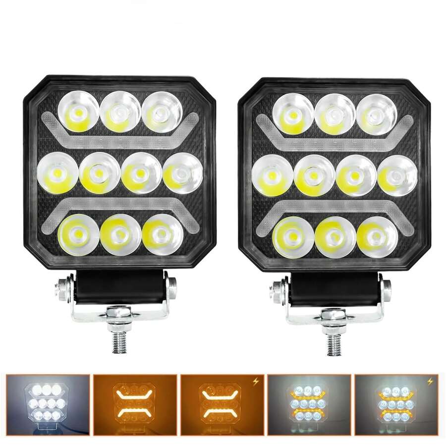 1 đèn làm việc vuông 4 inch, công suất cao 180W, đèn pha trước xe địa hình 180000LM, đèn LED lái xe ô tô 30V. - Đèn làm việc DRL - Xem 1