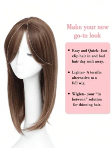 20 Inch Women's Hair Topper - Made Of Natural Synthetic Fiber, Invisible Clip-In Design Suitable For Sparse White Hair Coverage - Multicolor - View 2